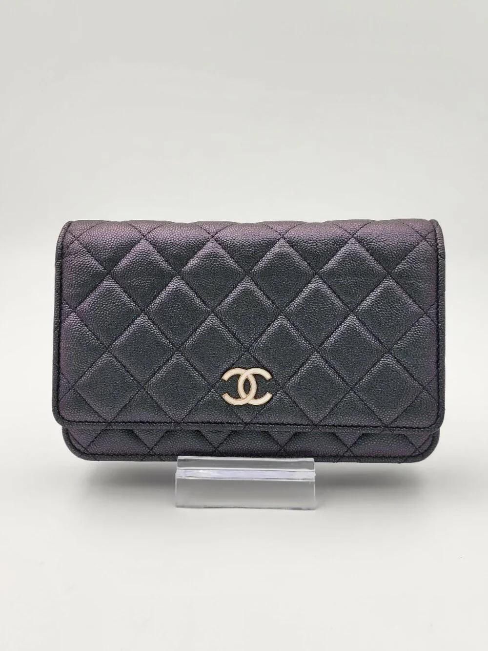 Chanel Iridescent Green Caviar Wallet on Chain WOC